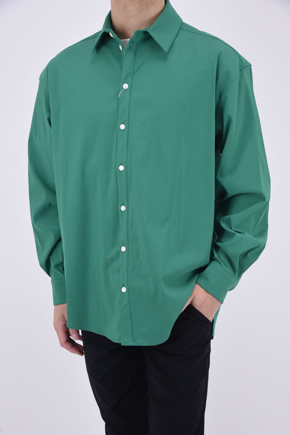 NYLON JACK SHIRTS / 【定番】 Aラインシルエット ナイロンシャツ グリーン