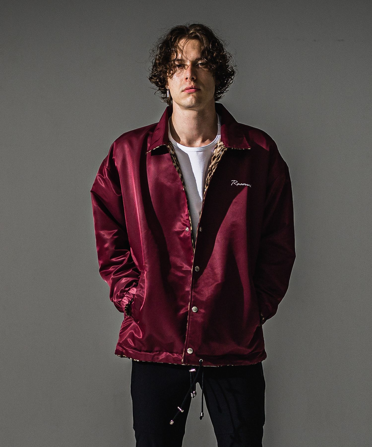REV COACH JK / リバーシブル レオパード ナイロンコーチジャケット (ワイン) (9月末入荷予定) ※オーダー締切:5月23日(土)17時