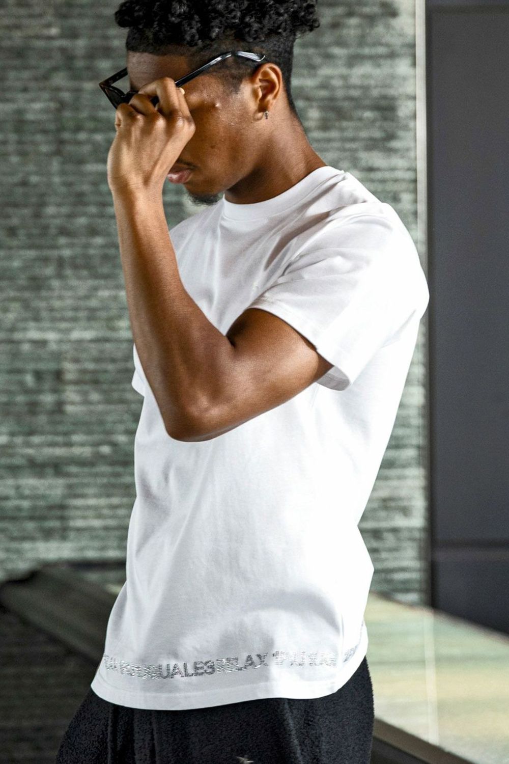 【25AW】 RHINESTONE HEM T-SHIRT / ラインストーン ヘムシルケット Tシャツ (ホワイト)