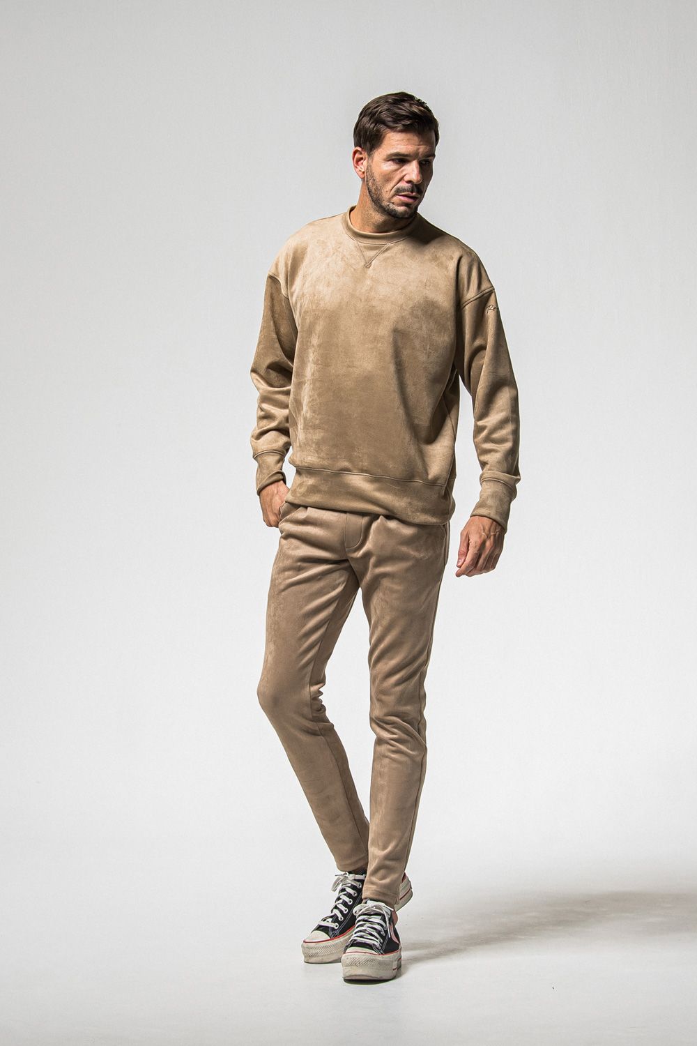 CHRIS EASY HEAT TUCK PANTS / スウェードジャージー スラックスイージータックパンツ (ブラウン) (1月上旬入荷予定) ※オーダー締切：9月1日(月)18:00