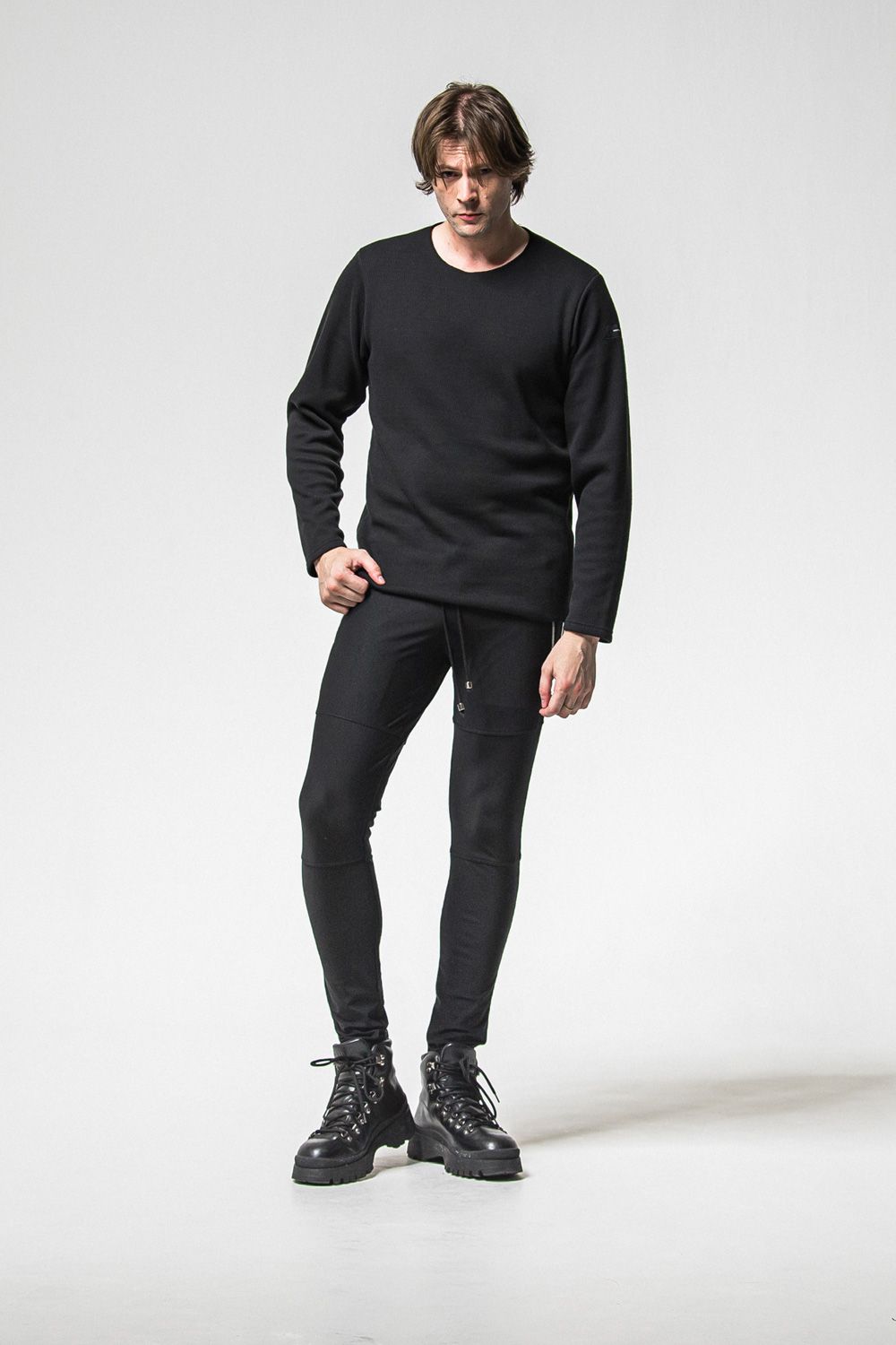 JOHNSON LINE HEAT PT / 【定番商品】 裏起毛 ハイブリットジャージー ラインパンツ (ブラック/ホワイト) (10月末入荷予定) ※オーダー締切：9月1日(月)18:00