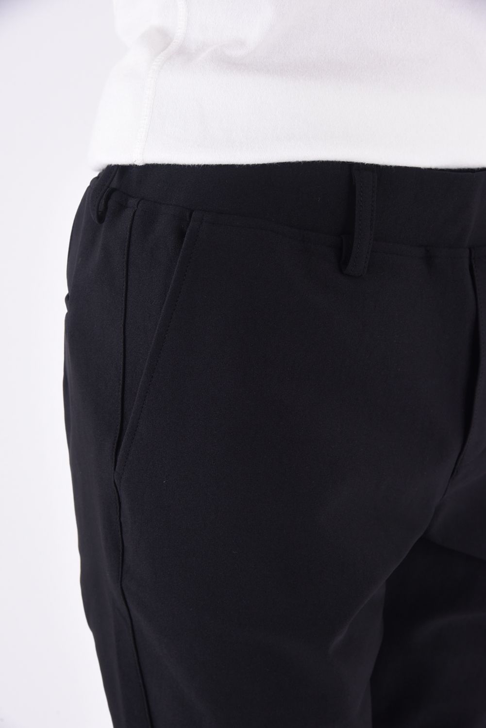 SL EASY PANTS / スラックス型イージーパンツ ブラック