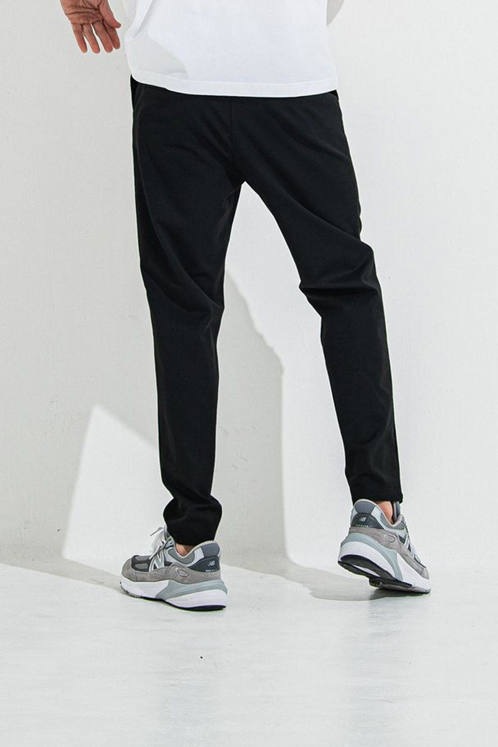 PAT WIDE EASY PANTS / ストレッチツイル ワイドテーパード イージースラックス ブラック