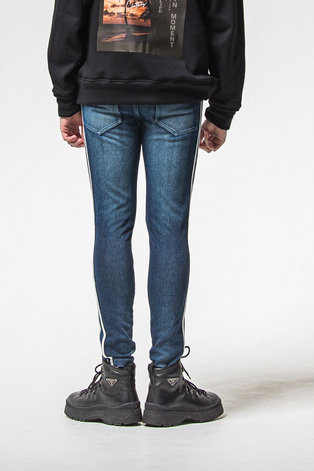 EX DENIM JERSEY BLINDLINE PT / デニムジャージー ラインパンツ (ダークインディゴ) (1月上旬入荷予定) ※オーダー締切：9月1日(月)18:00