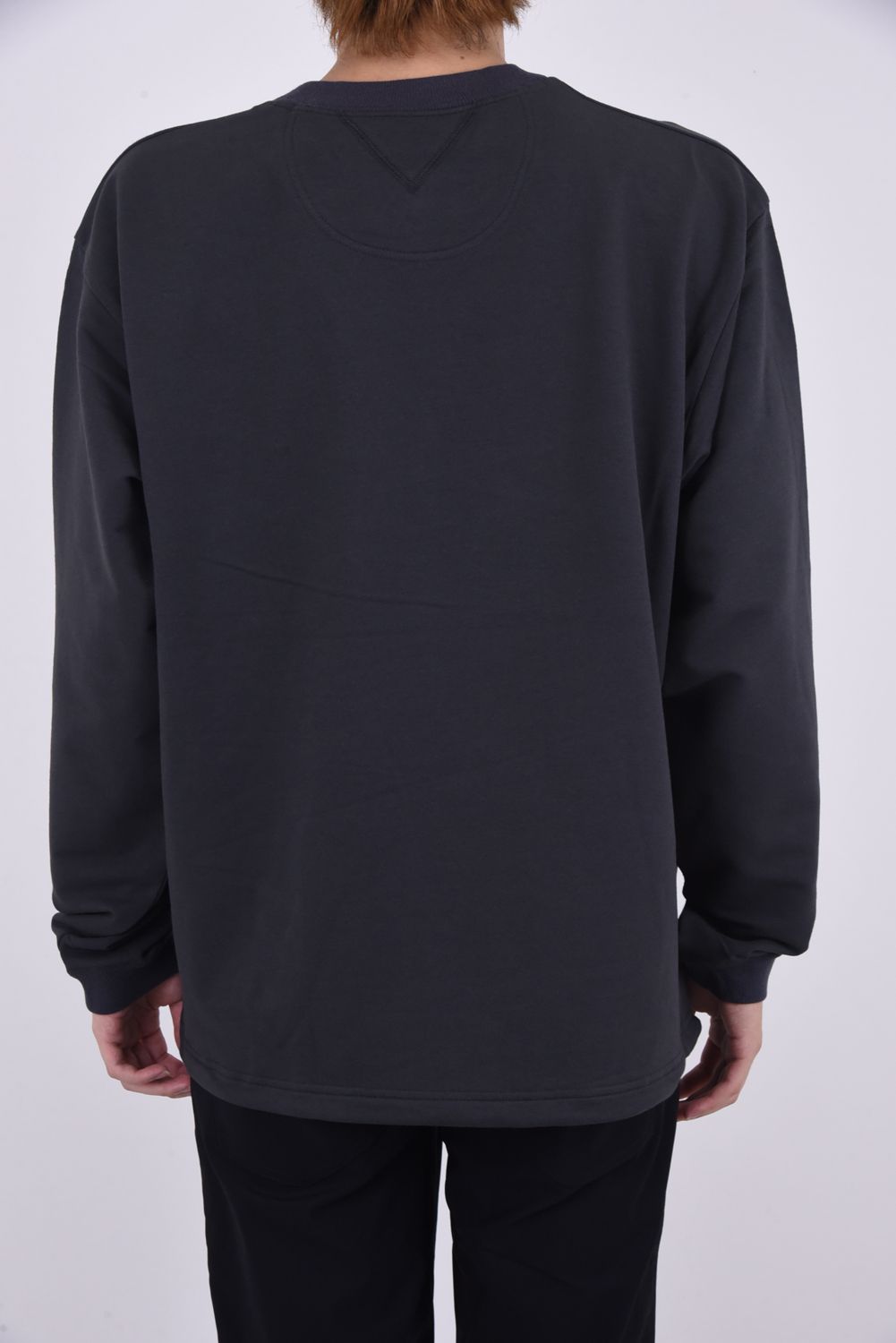 HEM DRAW CORD CREWNECK SWEAT SHIRT / アレンジヘムコード ライト裏毛 スウェットプルオーバー ブラック