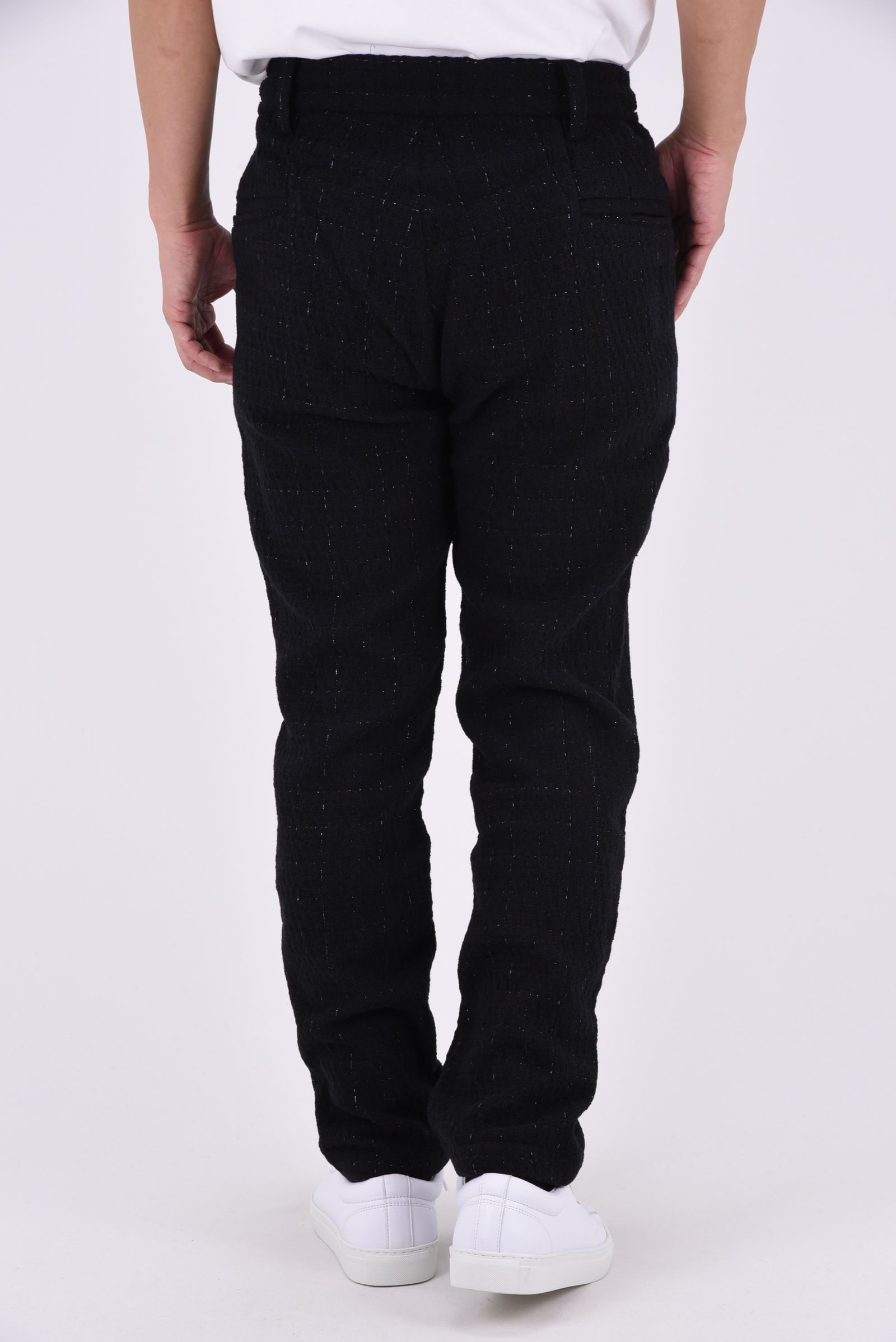 【26AW】【セットアップ】 LAME SQUARE JACQUARD JACKET & SLACKS / ファンシーツイード テーラードシングルジャケット&イージースラックス (ブラック)
