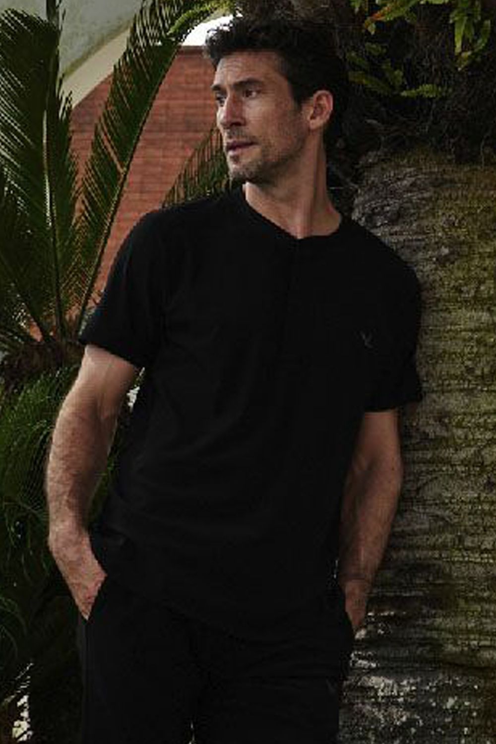 ROUND BIG HENLEY T / ラウンドカット ヘンリーネックTシャツ ブラック