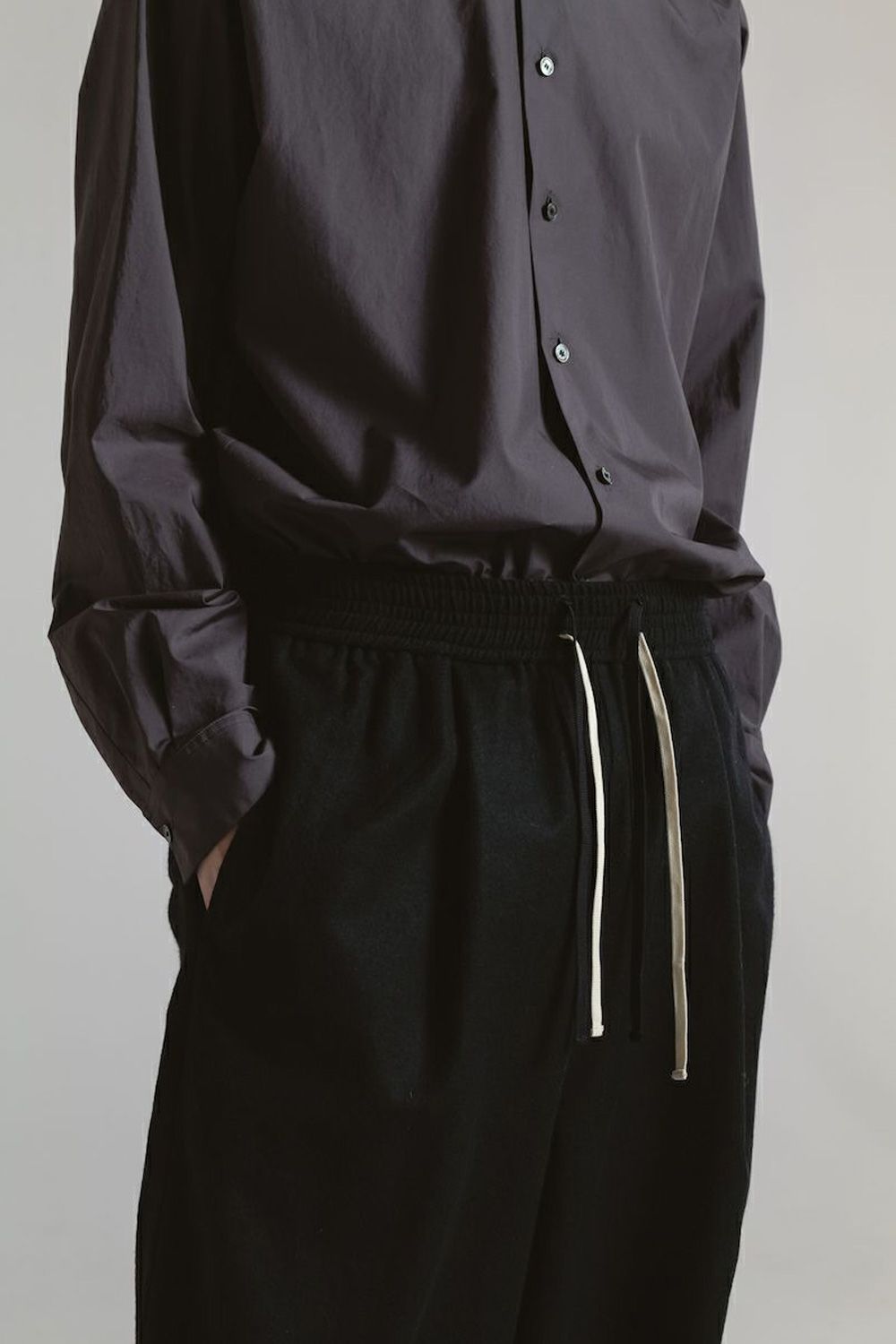 SUPER 140S DOUBLE STRINGS PANTS / スーパー140S ダブルストリングスパンツ (ブラック）