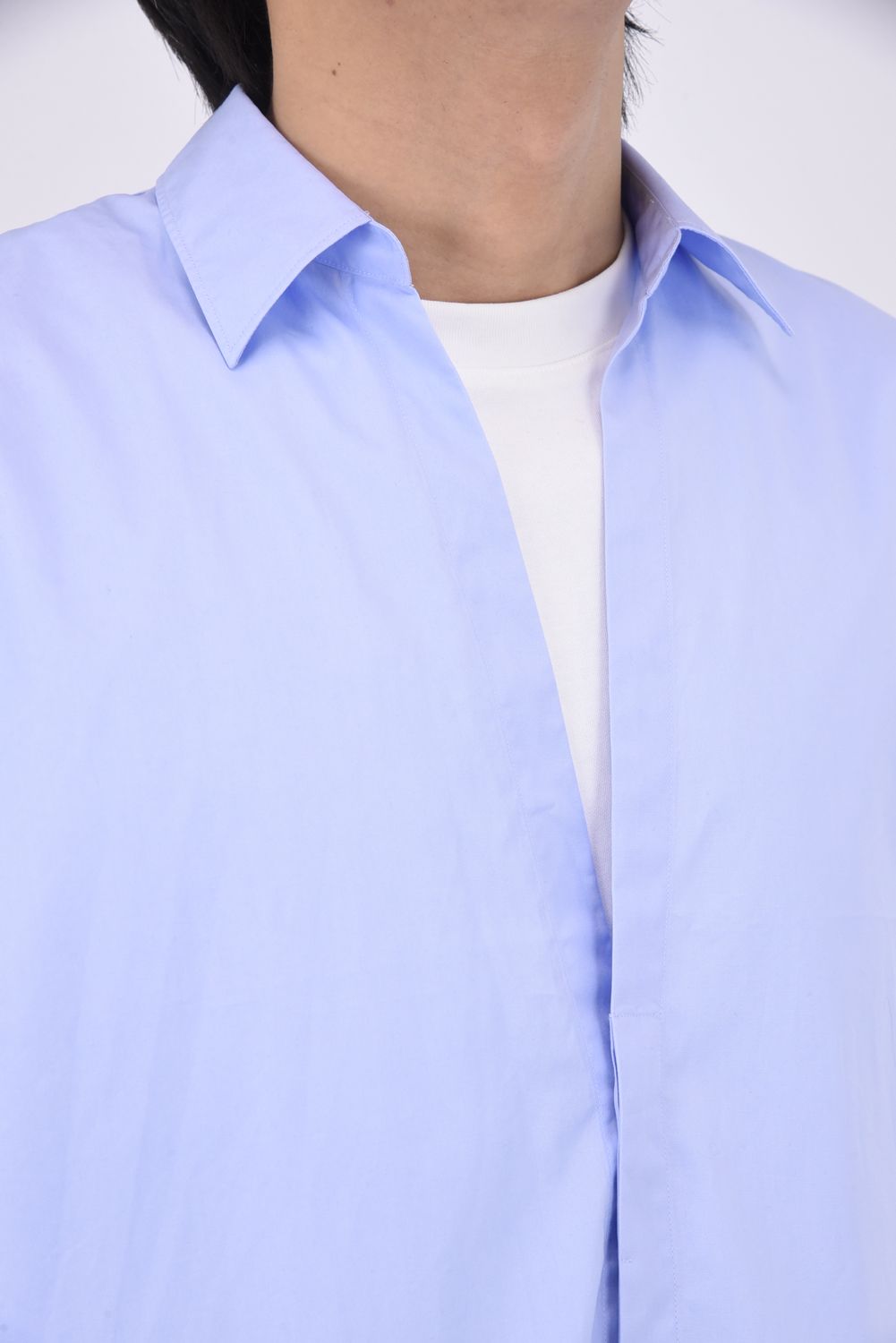 100/2 COTTON BROAD / コットンブロード スキッパーシャツ (サックス)