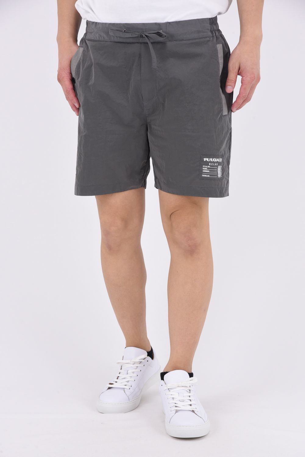 SALTWATER PATCH PANTS / 水陸両用 光沢ナイロン ショートパンツ (グレー)