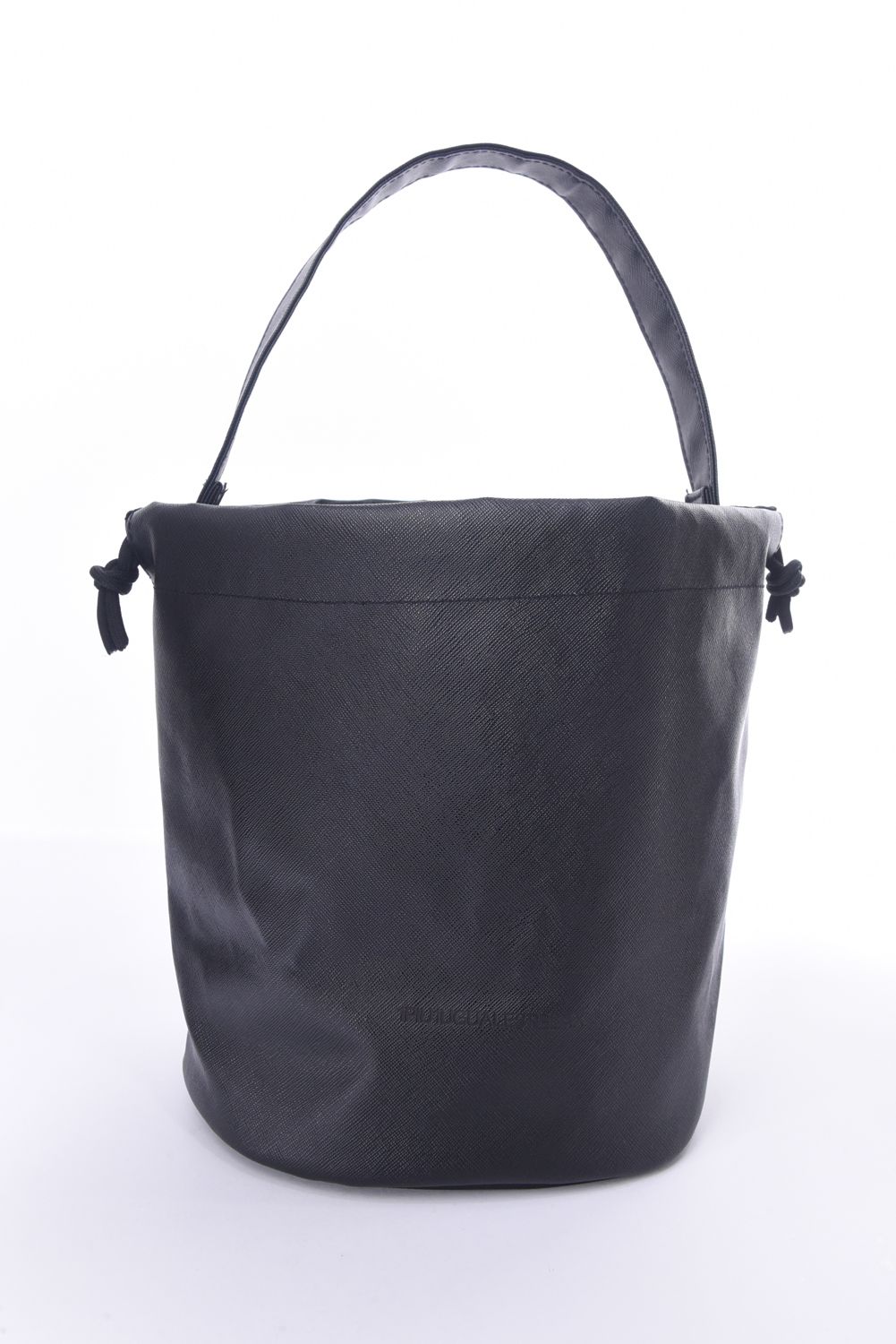 SAFFIANO DRAWSTRING BAG / サフィアーノエコレザー 巾着バッグ (ブラック)