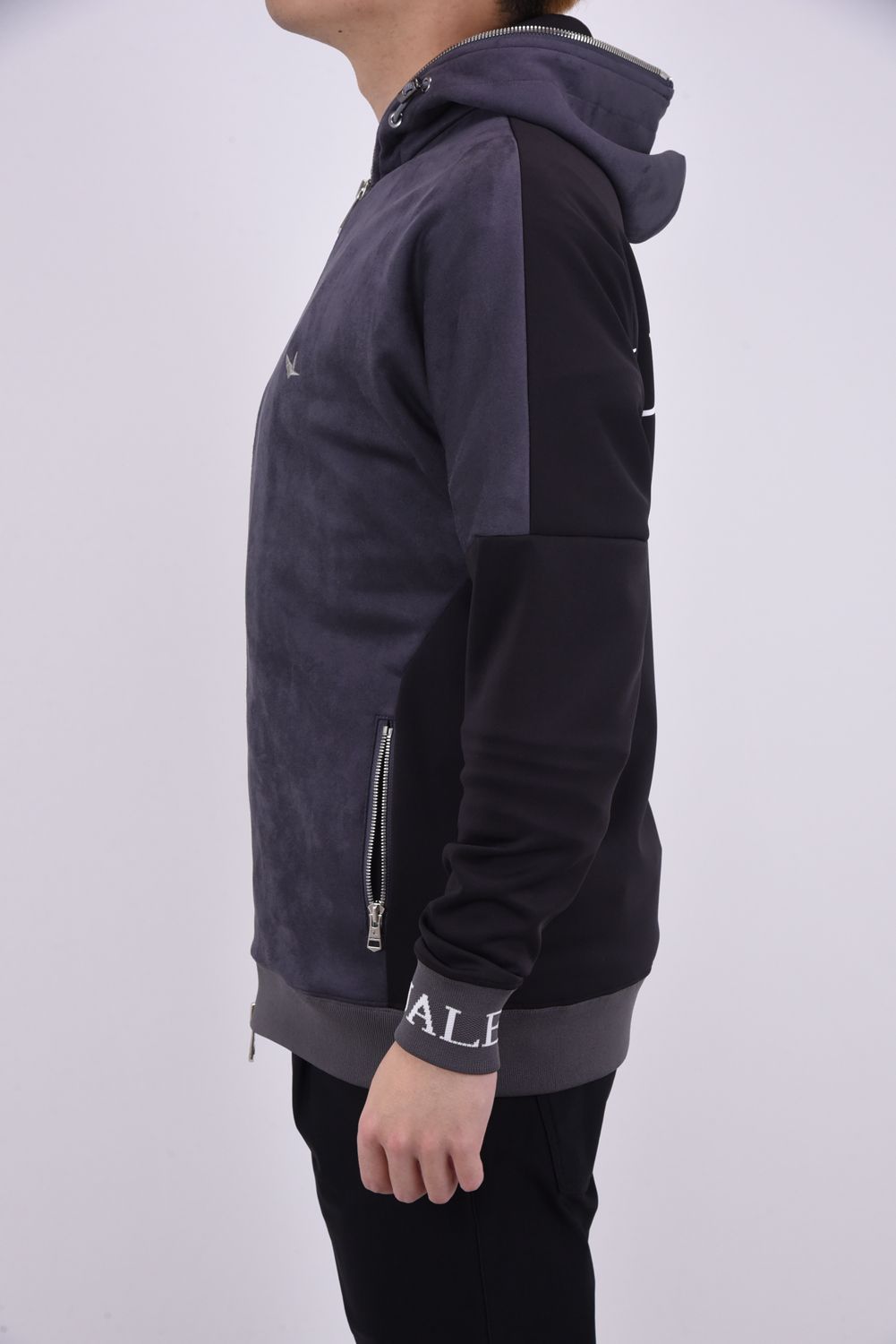 R[10] 113 FULL ZIP PARKA DIAMOND GRAY / 113ロゴ ルーズフィット フルジップ フーディー チャコール