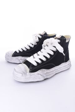 "HANK HIGH" OG distressed effect sole canvas High-Top sneaker / オリジナルソール キャンバスハイカット スニーカー ブラック