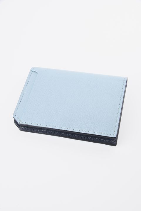 【残り1点】 SMART CARD WALLET / LA501GT2 ゴートレザー 二つ折りスマートカードウォレット (ソリッド) ソーダ / チャコールグレー
