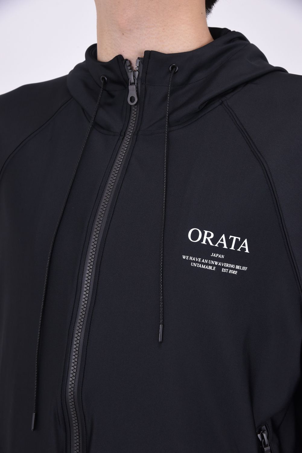 rush zip hoodie / ラッシュガード フロントロゴ フルジップフーディー ブラック
