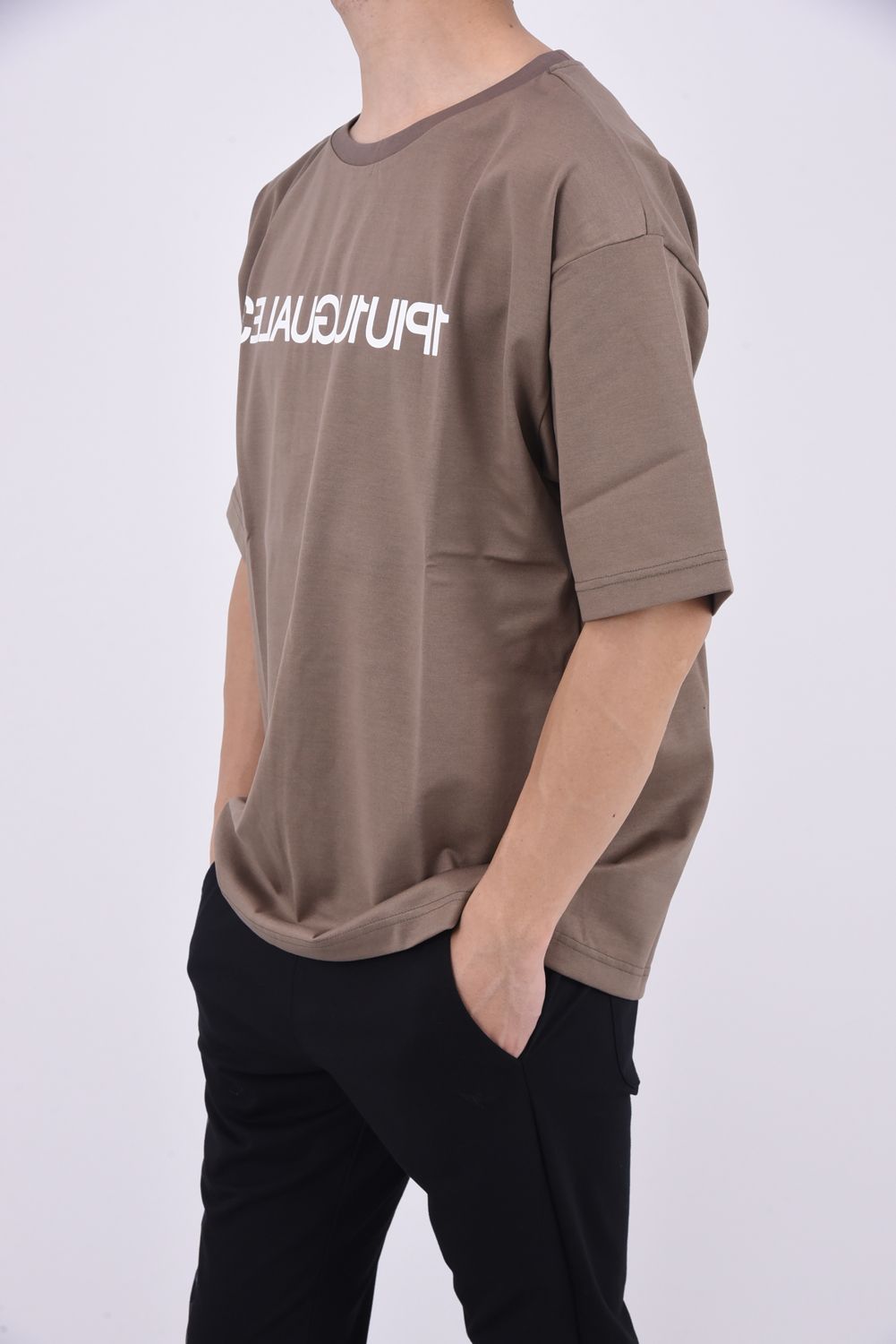 113 MIRROR BIG T / 113ミラーロゴ クルーネック 半袖 Tシャツ キャメル