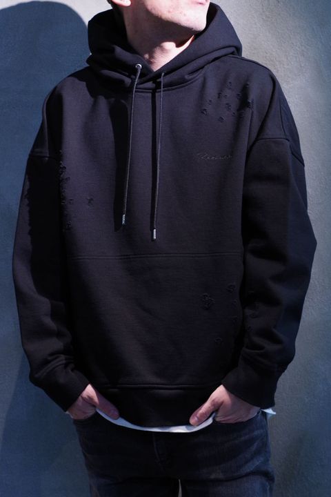 VINTEAGE LOOSE HOODIE / ルーズフィット パーカー クラッシュブラック