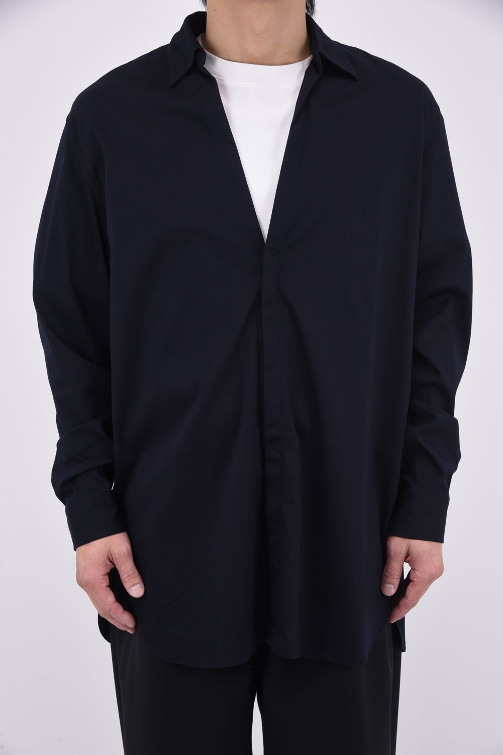 COTTON SMOOTH / コットンスムース スキッパーシャツ (ネイビー)