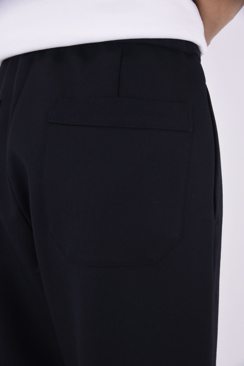 WOOL TWILL PANTS / プレーンフロント イージーパンツ （ネイビー）