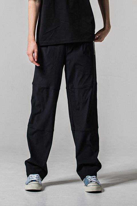 【26SS 39th】 Johnson LINE WIDE PT / 360°ストレッチ ワイドシルエット ジョンソンラインパンツ (ブラック/ホワイト)