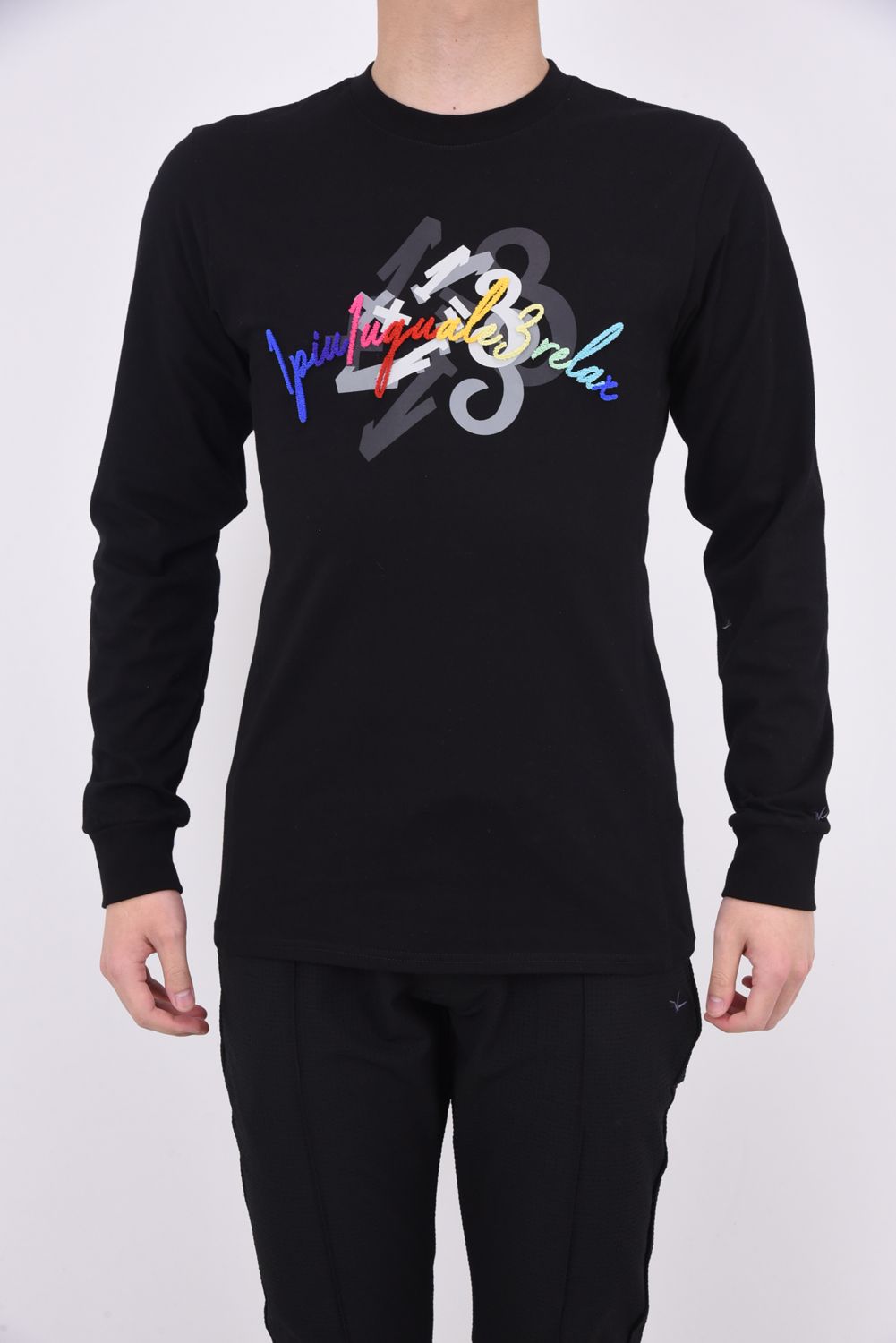 TOOTHBRUSH EMBROIDERY LONG T-SHIRTS / 3D レインボーロゴ ロング Tシャツ ブラック