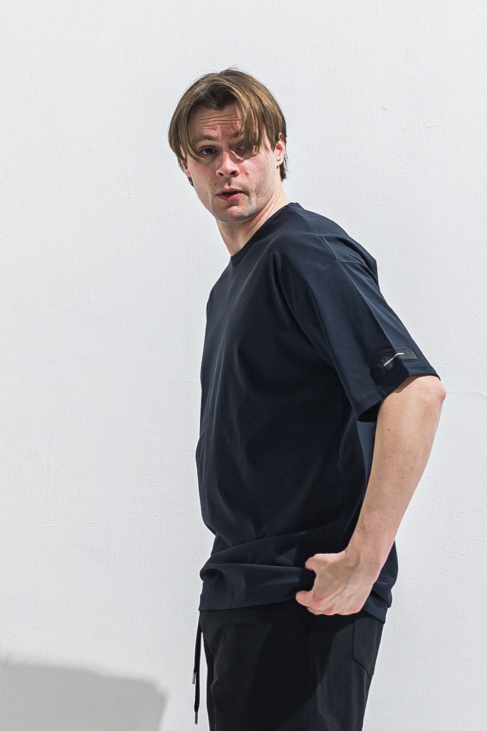 NYLON OVER  TEE / ナイロン オーバーサイズ Tシャツ （ネイビー） (5月中旬入荷予定) ※オーダー締切:2月15日(日)18時