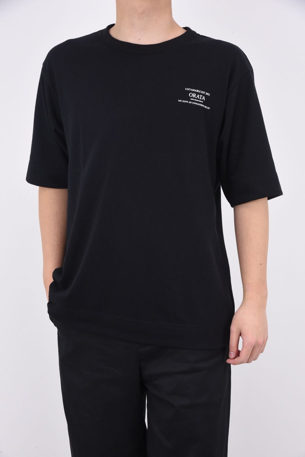vintage crew T / メッセージロゴ クルーネック Tシャツ ブラック