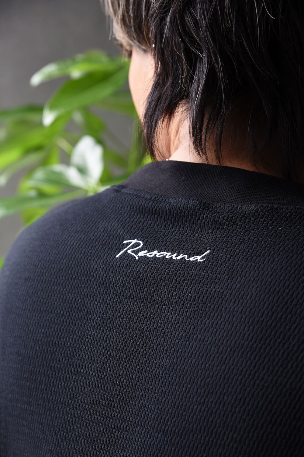 【gossip 20th別注アイテム】 DRAWSTRING THERMAL LOOSE CUTSEW / ドローストリング 特注サーマル ロングスリーブTシャツ  (ブラック)