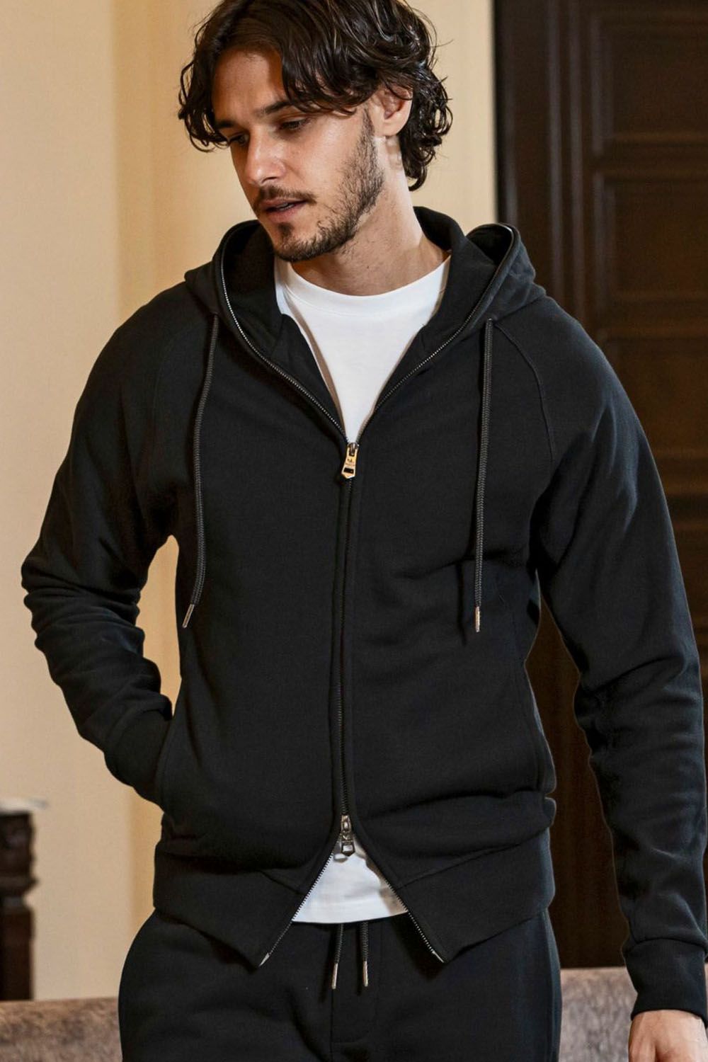 CIRCLE HOODIE / サークルロゴ ジップアップフーディー (ブラック)