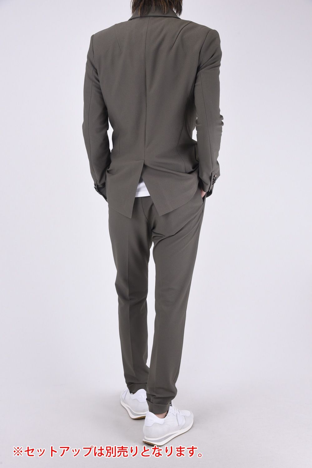 COMFY PANTS / ストレッチサッカー スラックス グレーベージュ