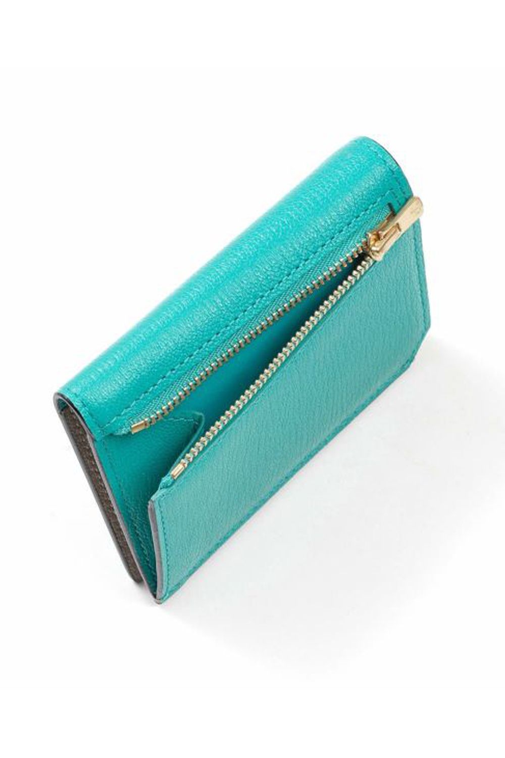 【残り1点】 CARD WALLET / LA501GT ゴートレザー 二つ折りスマートカードウォレット アクアティック / ベージュ