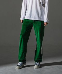 VELOUR SEMIWIDE TUCK PT / ベロア トラックパンツ (グリーン) (9月中旬入荷予定) ※オーダー締切:5月23日(土)17時