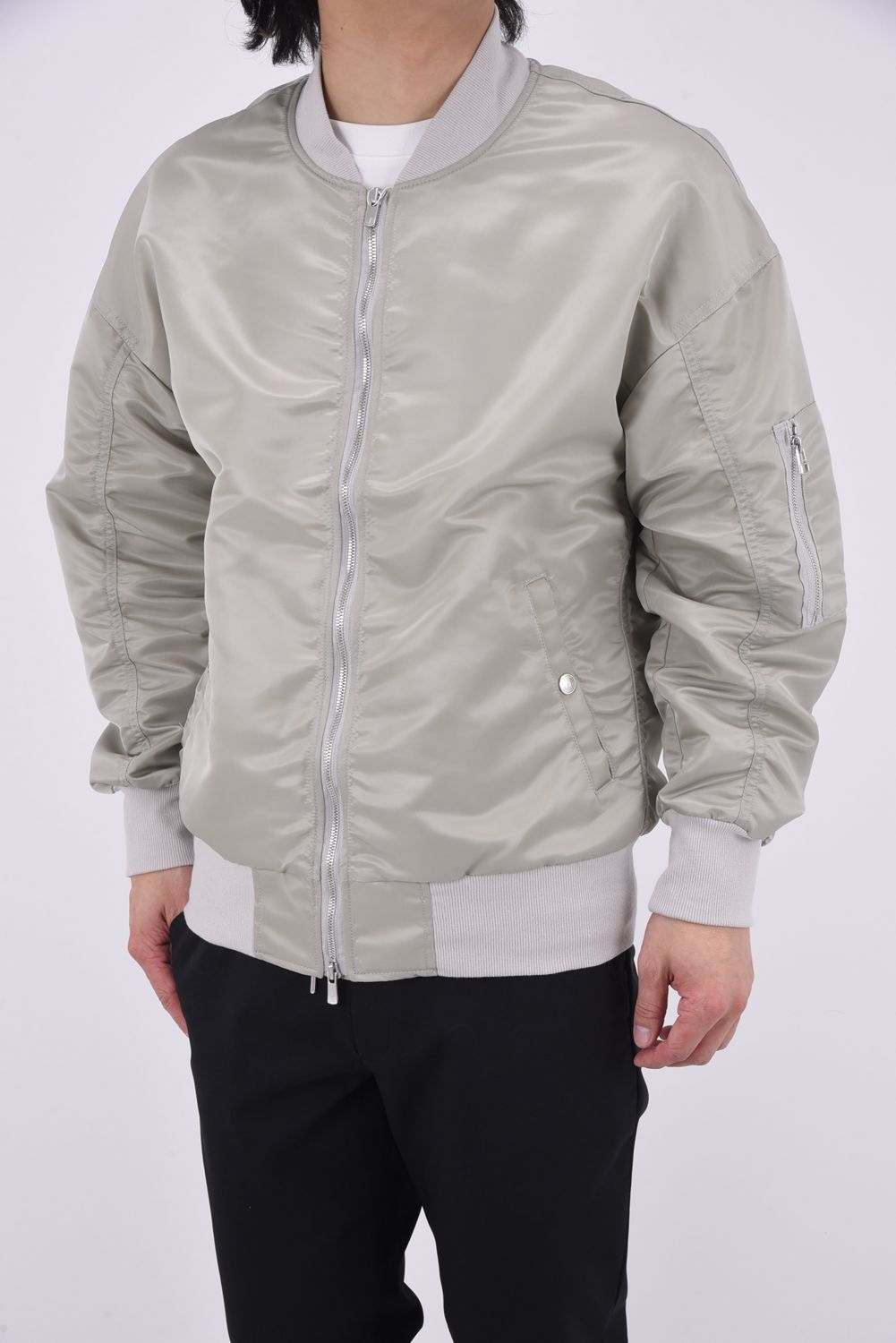 LIGHT DAVID JACKET / ヴィンテージ ドロップショルダー フライトジャケット グレーベージュ