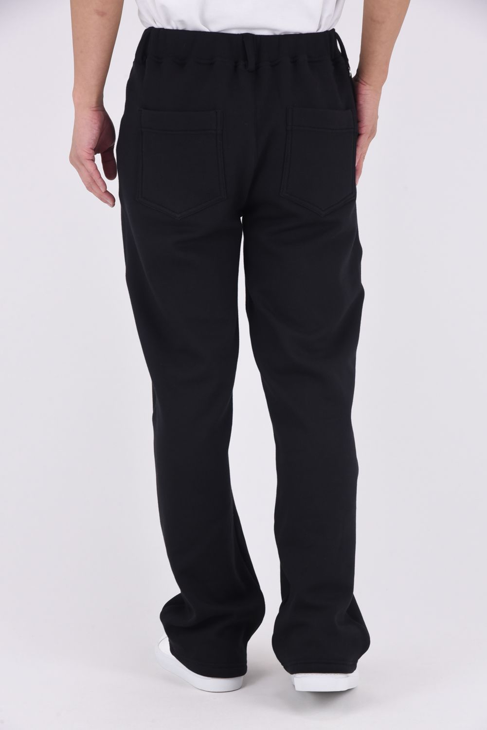 VELOURS FLEECE WIDE TUCK PANTS / 裏起毛 ベロアフリース セミワイド ワンタック イージーパンツ (ブラック)