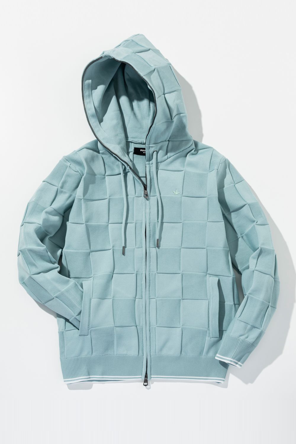 【26SS】 INTRECCIATO HOODIE / イントレチャート ジップパーカー (サックス) (2月上旬入荷予定)