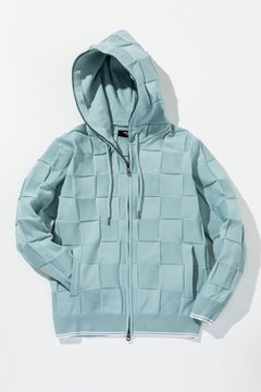 【26SS】 INTRECCIATO HOODIE / イントレチャート ジップパーカー (サックス) (2月上旬入荷予定)