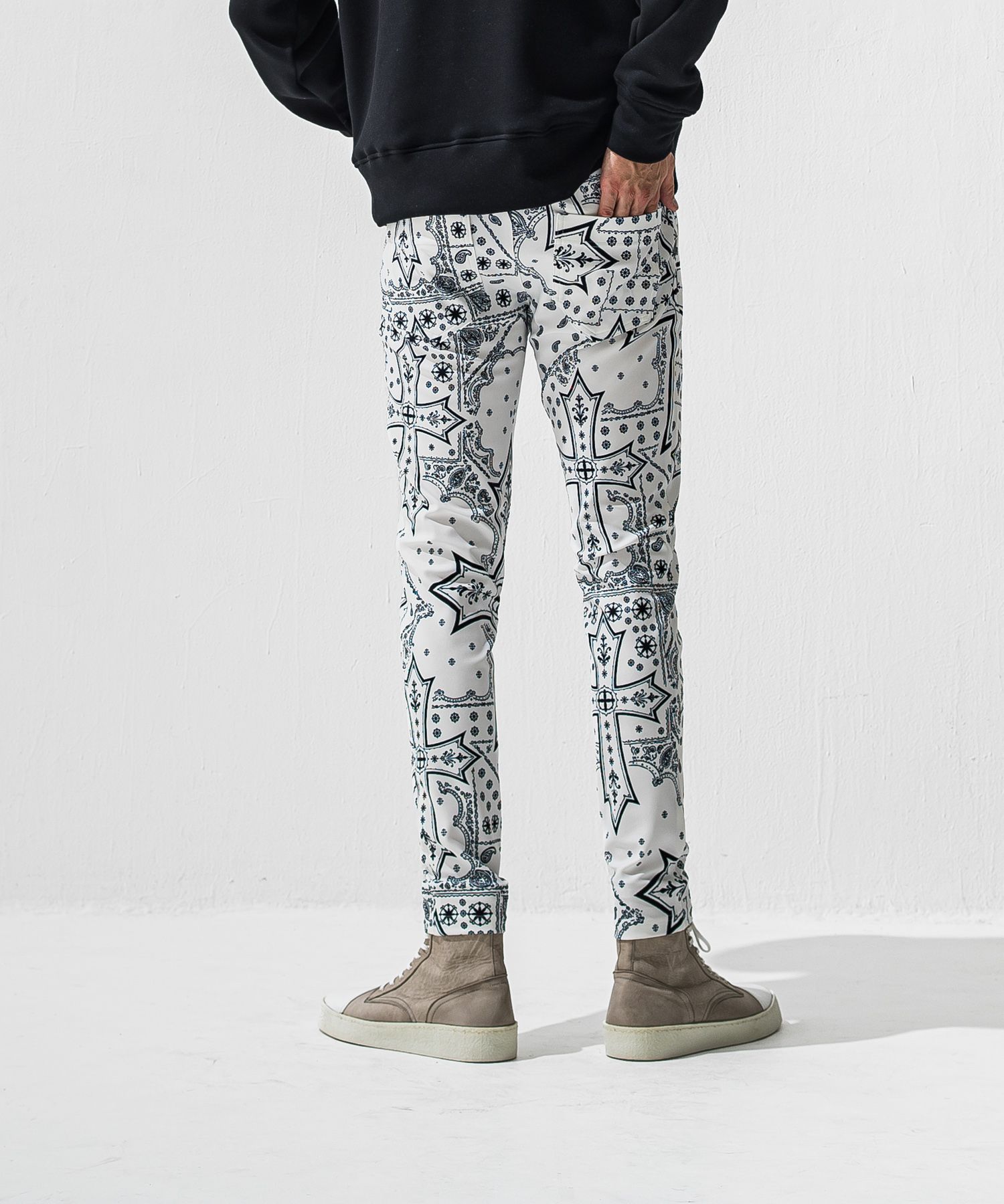 CHRIS EASY TUCK PANTS / ハイテンショントリコット スラックスイージータックパンツ (クロスホワイト) (1月上旬入荷予定) ※オーダー締切:9月7日(月)17時