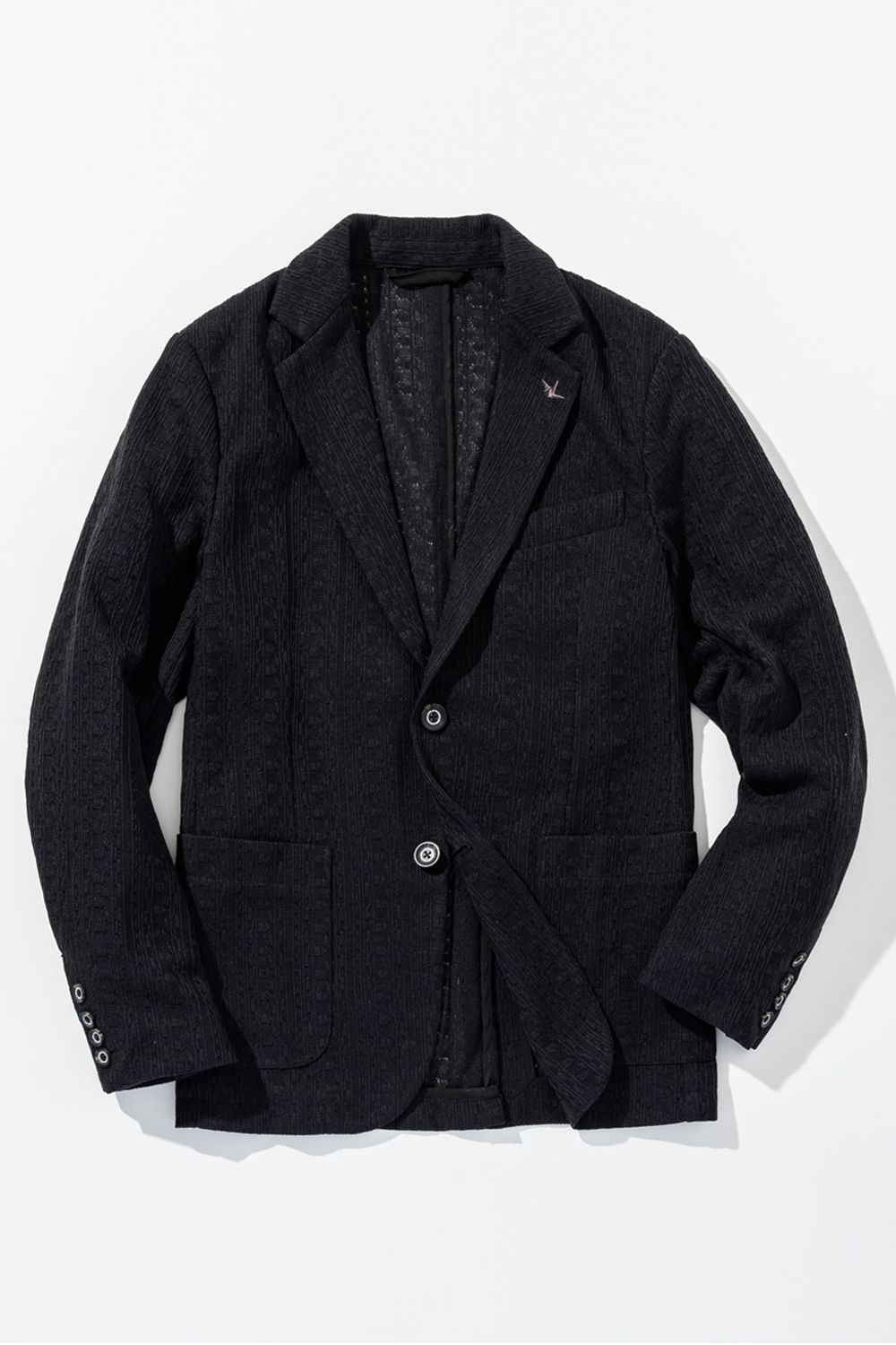 【26SS】 LINEN TOUCH JACQUARD JACKET / リネンタッチ テーラードシングルジャケット (ブラック) (2月中旬入荷予定)