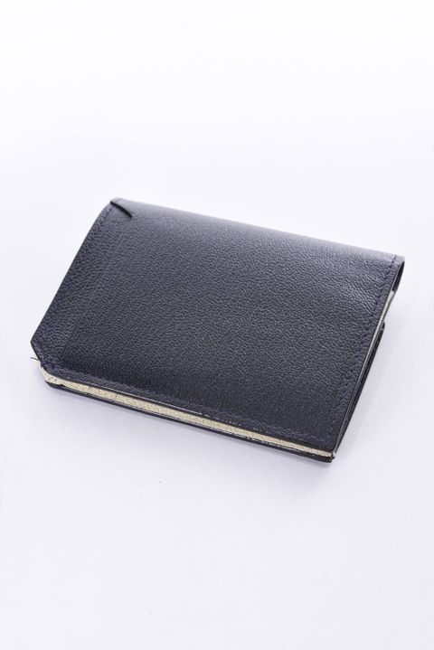 【残り1点】 CARD WALLET / LA501GT ゴートレザー 二つ折りスマートカードウォレット ネイビー / ホワイト