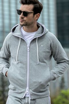 BIG ZIP BACK LOGO HOODIE / ビッグジップ バックロゴ フーディ トップグレー