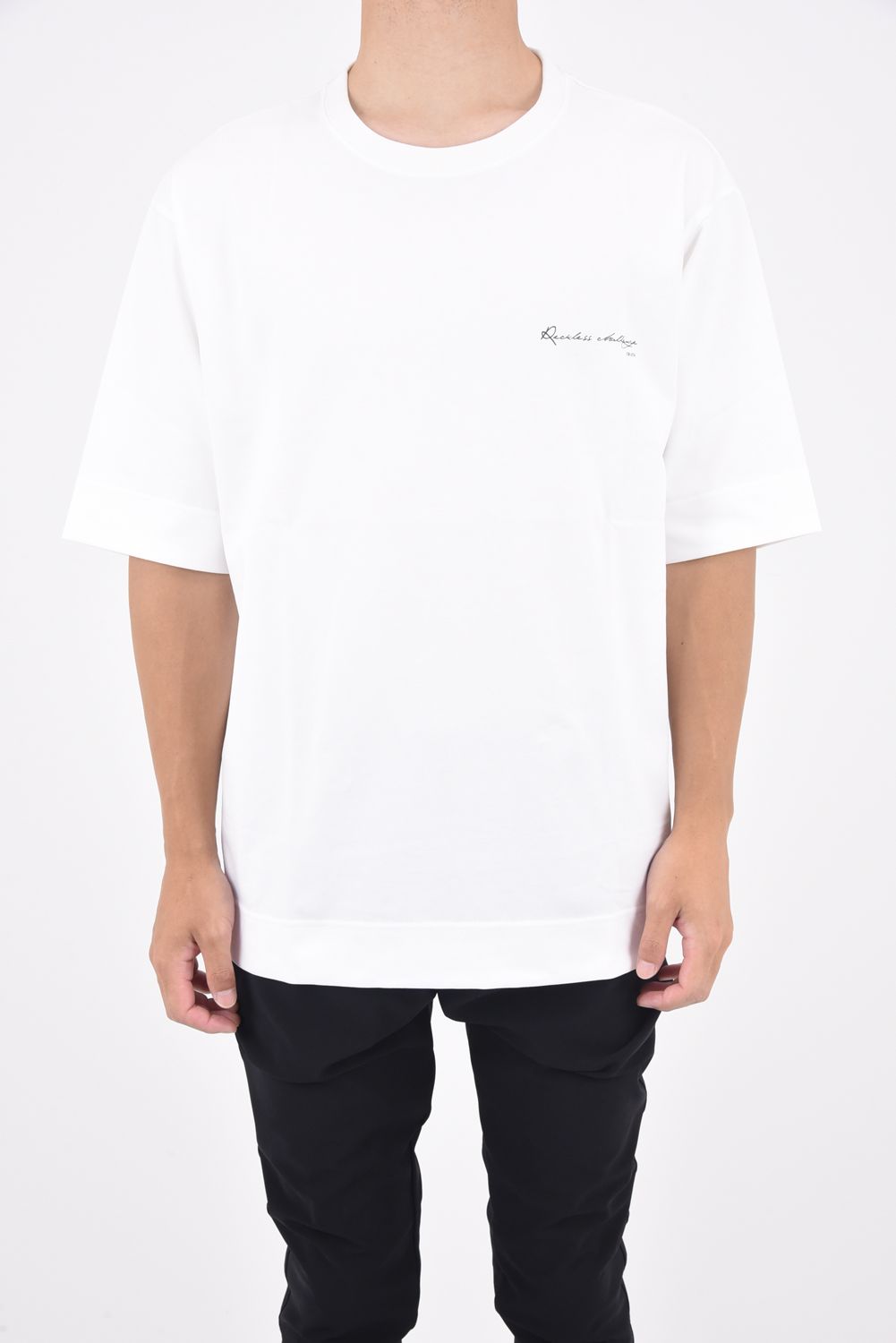 Reckless crew T / メッセージプリント 半袖Tシャツ ホワイト