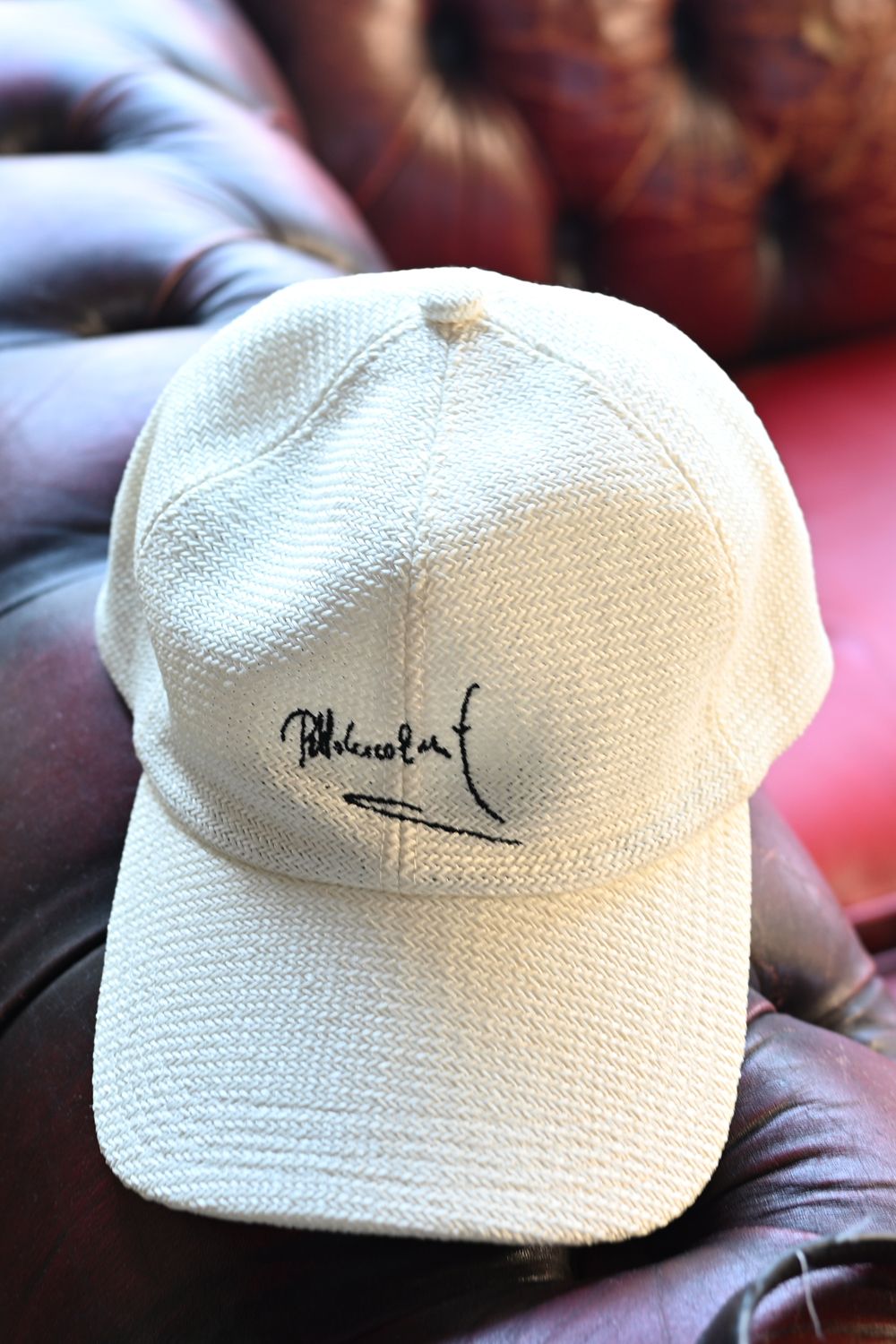 SIGN STRAW MESH CAP / サイン刺繍 ストローメッシュキャップ (ホワイト) (3月上旬入荷予定) ※オーダー締切12/13(土)17:00