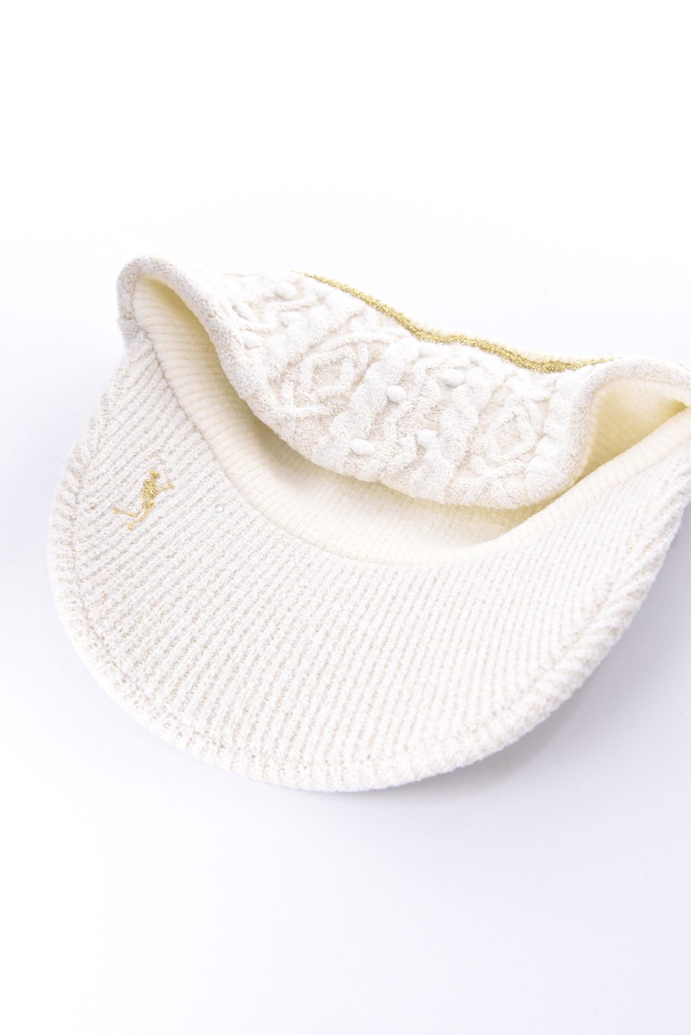 POISE SPARK KNIT VISOR / ラメ糸 ブランドロゴ刺繍 ニットバイザー (ホワイト)