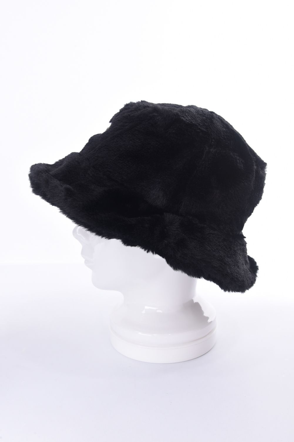 FUR BUCKET HAT / ブランド オリジナルテキスタイル ファーバケットハット（ブラック）