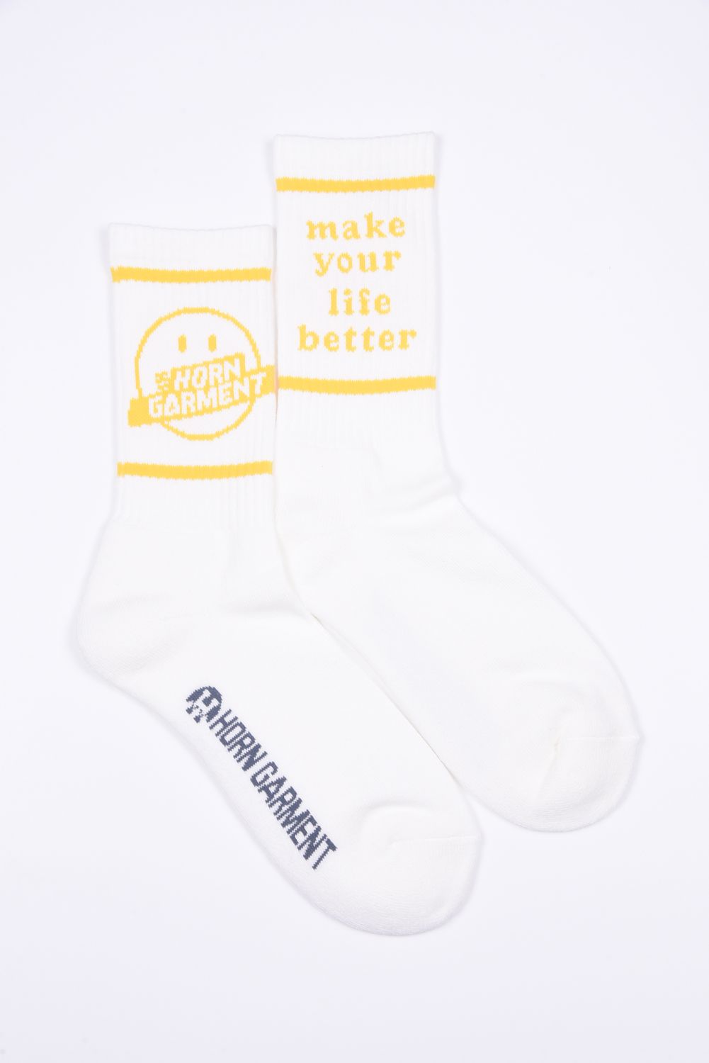GIMIE SOCKS / レトロモチーフ ミドルソックス ホワイト / イエロー