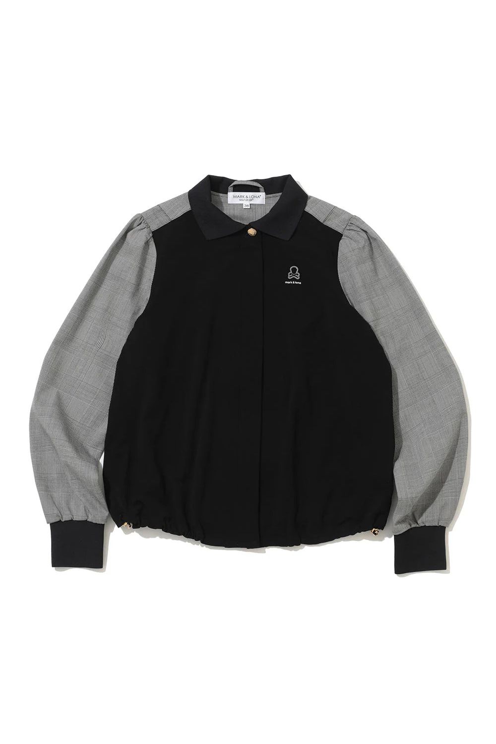 【2025AW】【レディース】 LUMINOUS DRAPED PANEL SHIRT JACKET / グレンチェック ロングスリーブシャツ (ブラック)