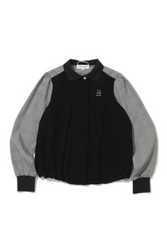 【2025AW】【レディース】 LUMINOUS DRAPED PANEL SHIRT JACKET / グレンチェック ロングスリーブシャツ (ブラック)