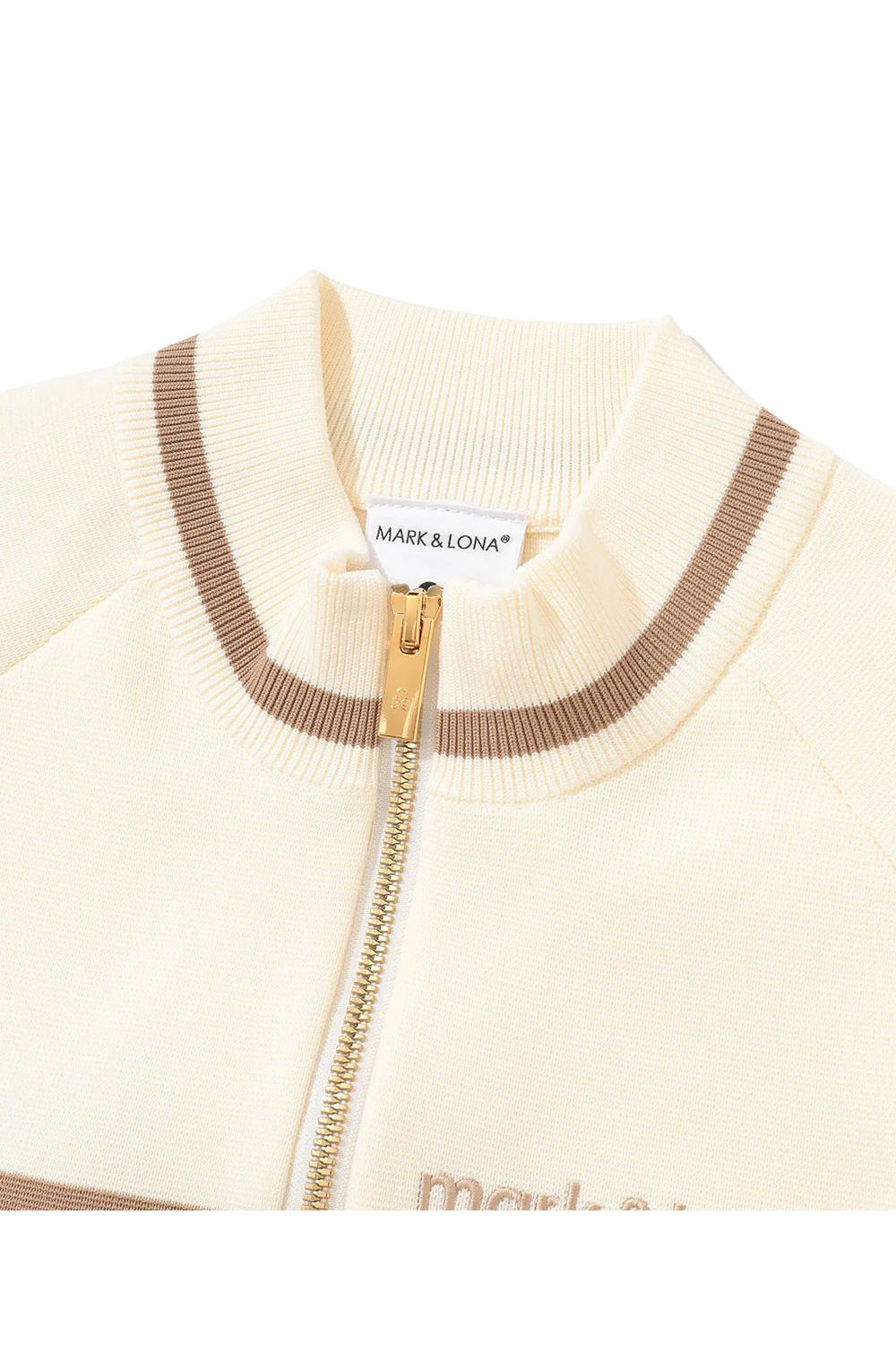 【25AW】【レディース】 ALLURE KNIT JACKET / ブランドロゴ刺繍 異素材切り替えライン ミラノリブニットジャケット (オフホワイト)