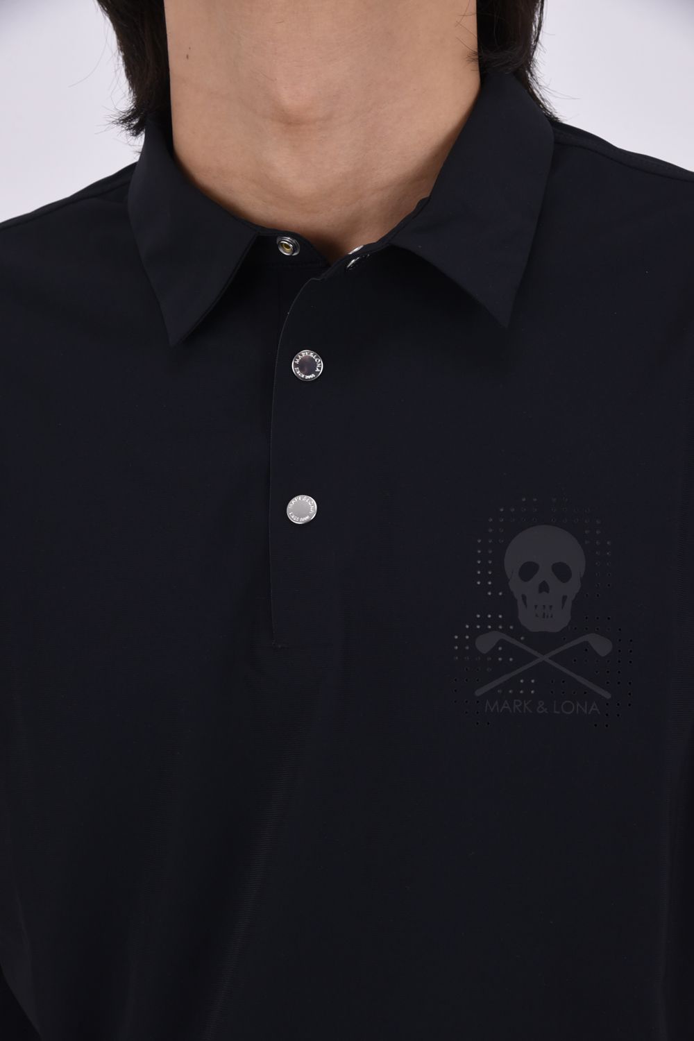 【26SS】 ROGUE AIRFLOW POLO / パンチングスカルロゴ ナイロンポロシャツ (ブラック)