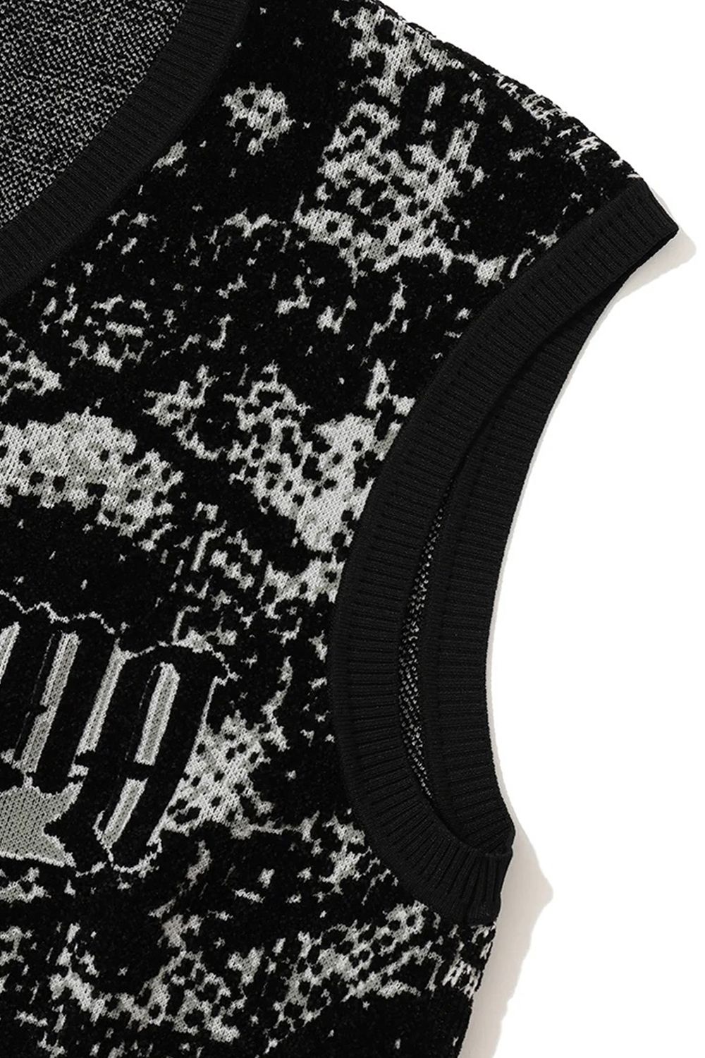 【26AW】 FRACTUR ANATOMIC SKULL JACQUARD VEST / ブラックレター&リアルスカル モールジャガード ニットベスト (ブラック)
